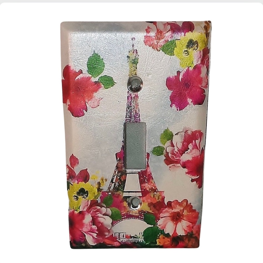 PARIS EIFFEL TOWER SPRING SCENE WITH FLOWERS LIGHT SWITCH COVER WALL PLATE NEW